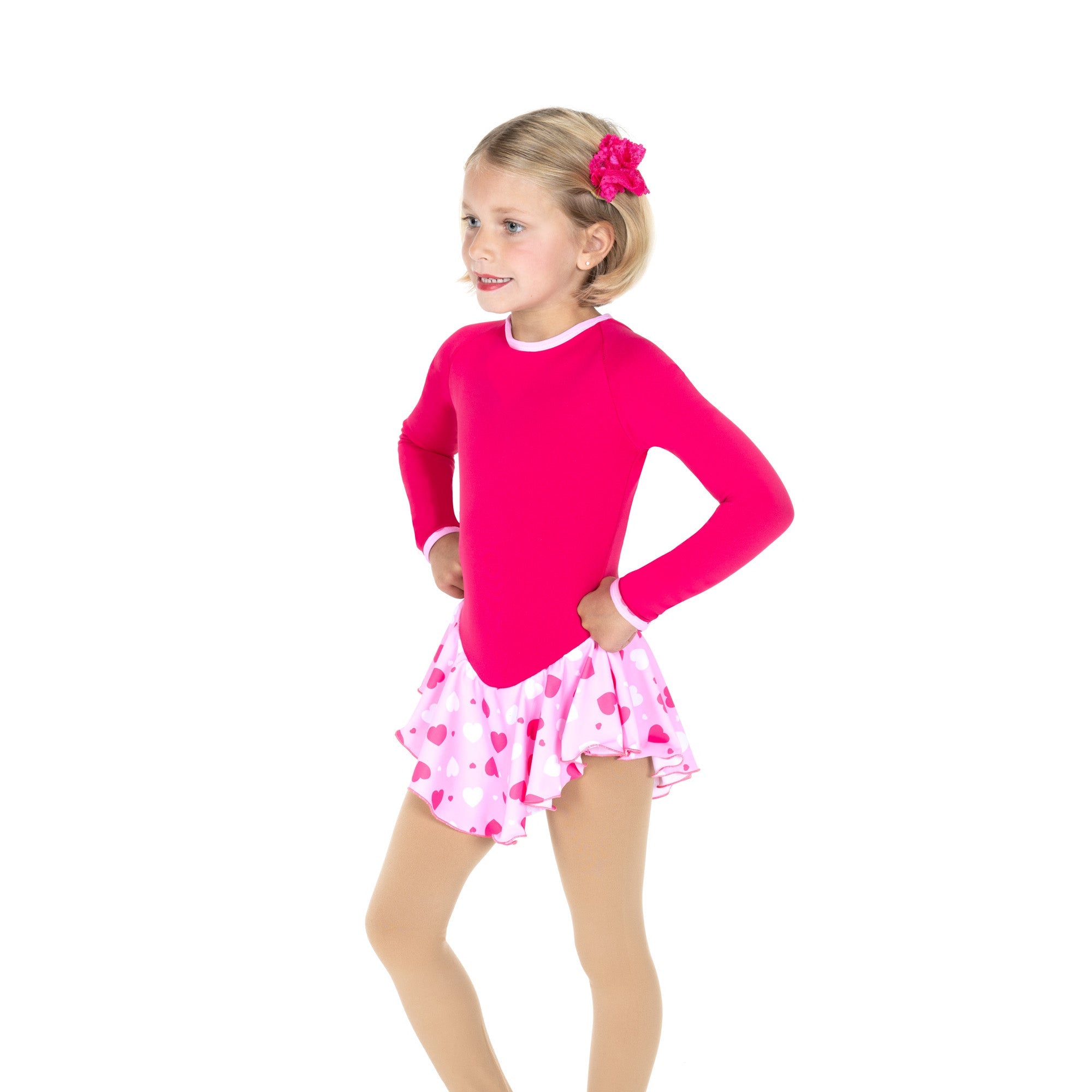 Jerry's Happy #691 Fleece Skating Dress - Pink Hearts