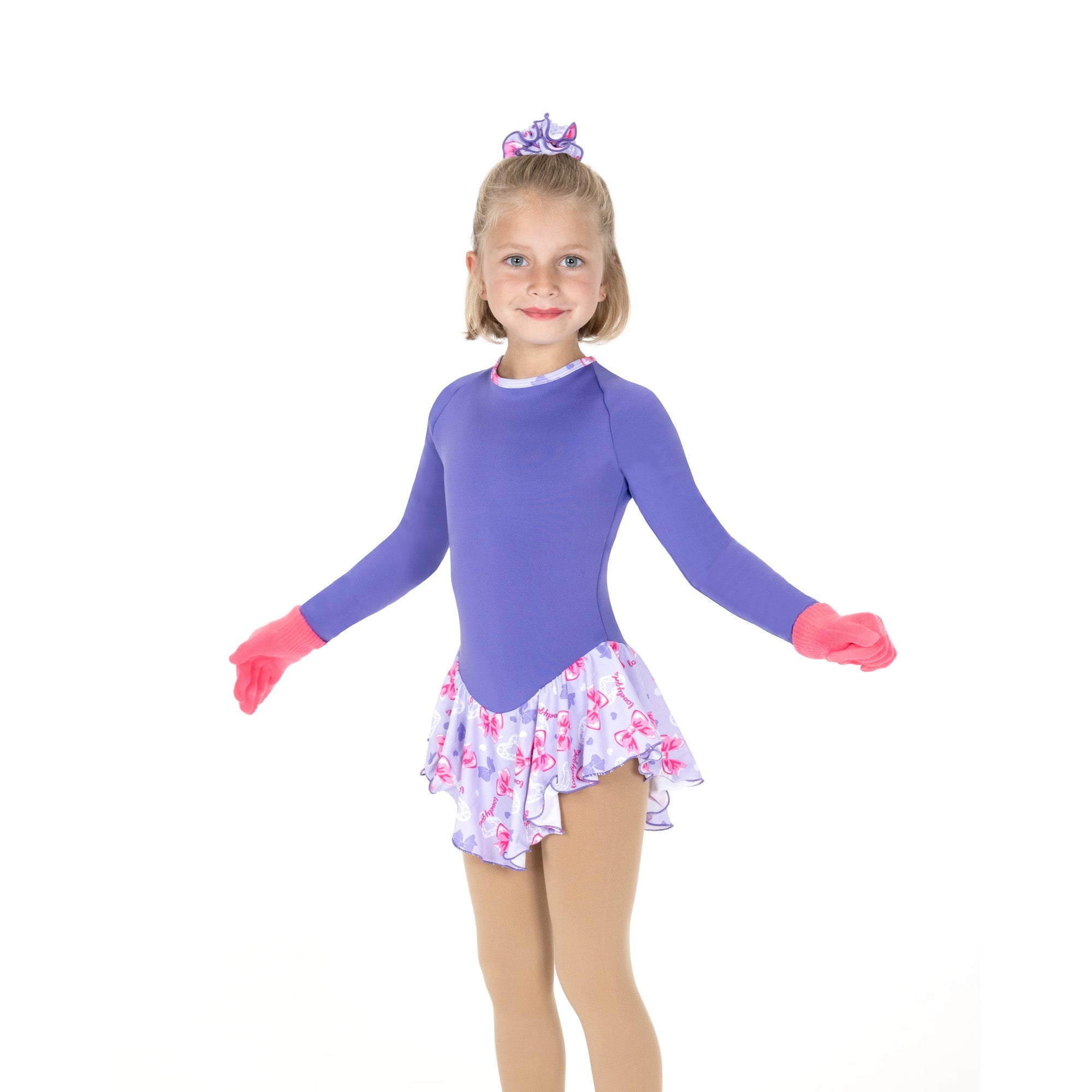 Jerry's Happy #691 Fleece Skating Dress - Purple Bows