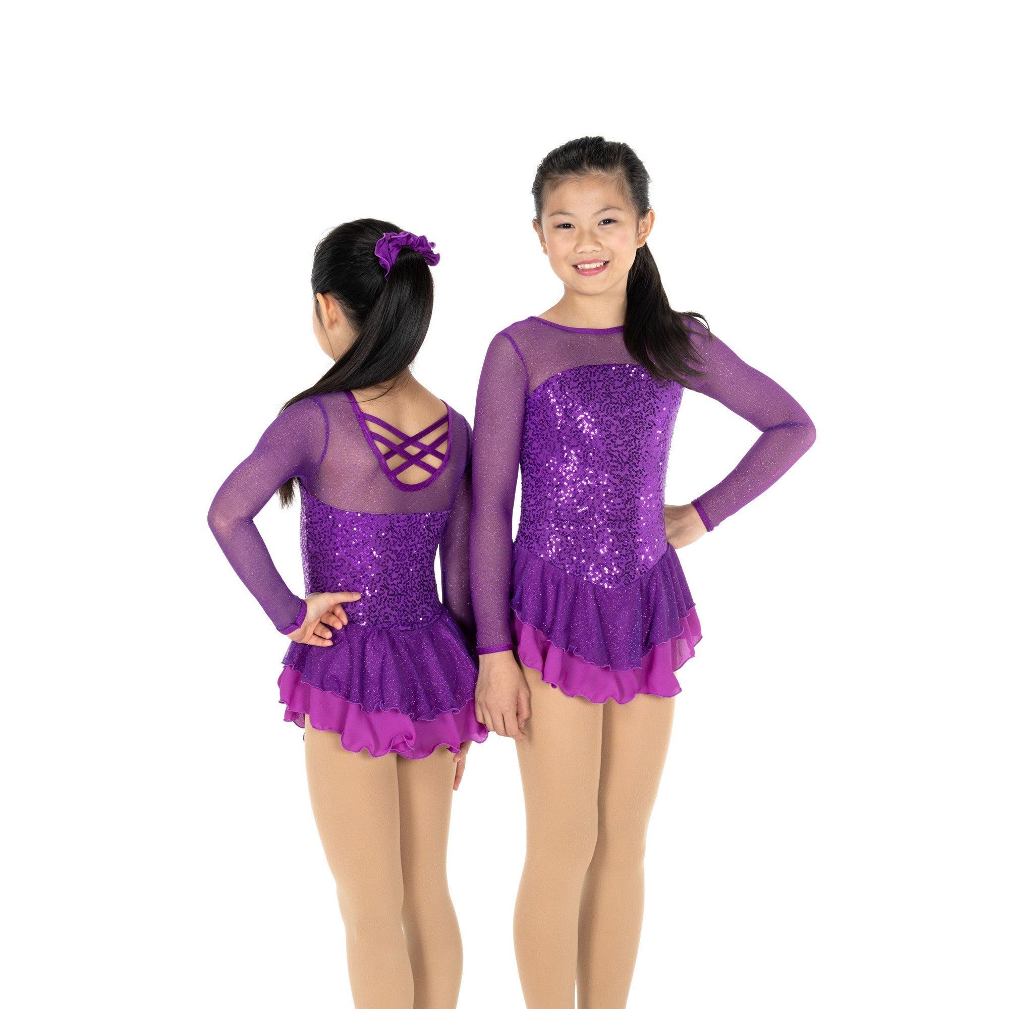 Aurora Ice Ready to Ship Song of Sequins Skating Dress - Violet Purple