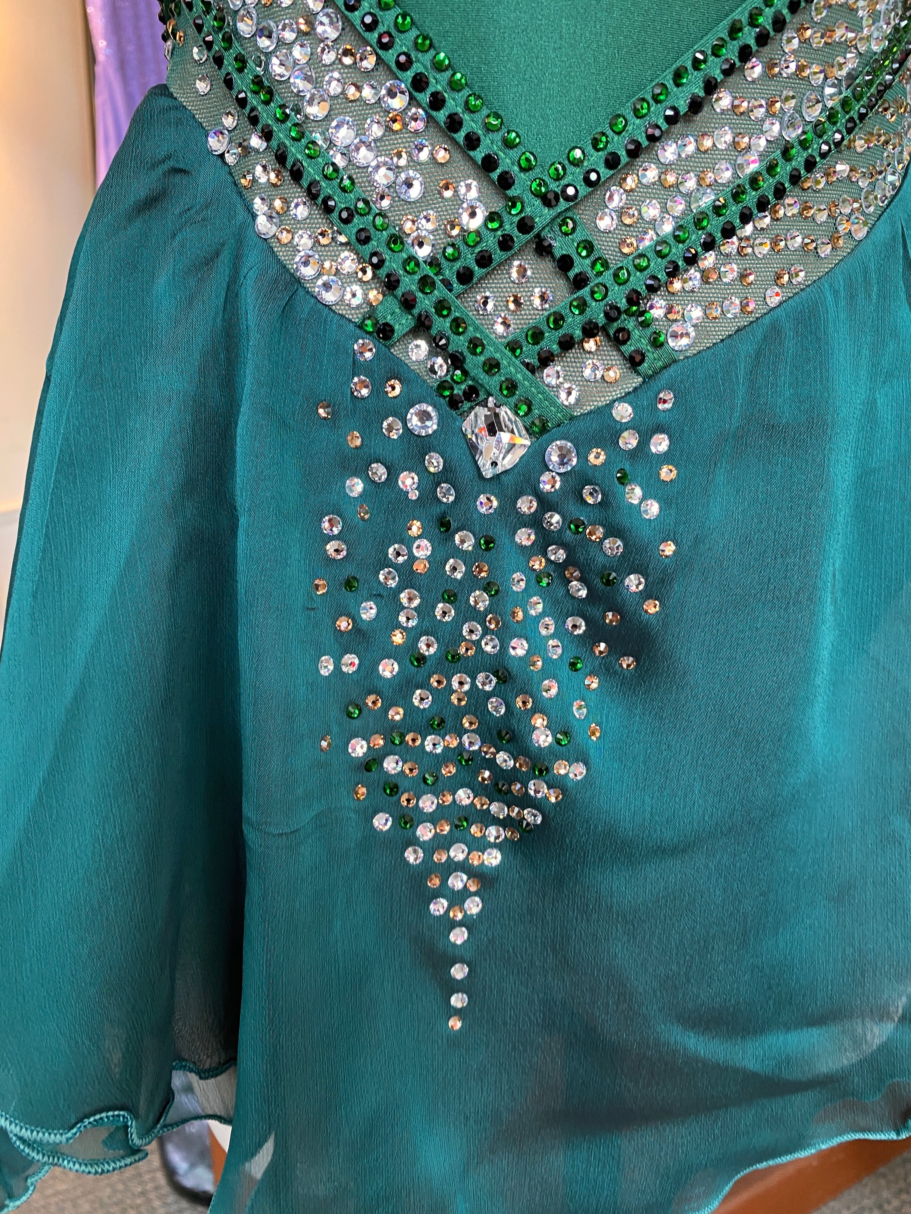 Jerry's Ready to Ship Emerald #200 Beaded Skating Dress