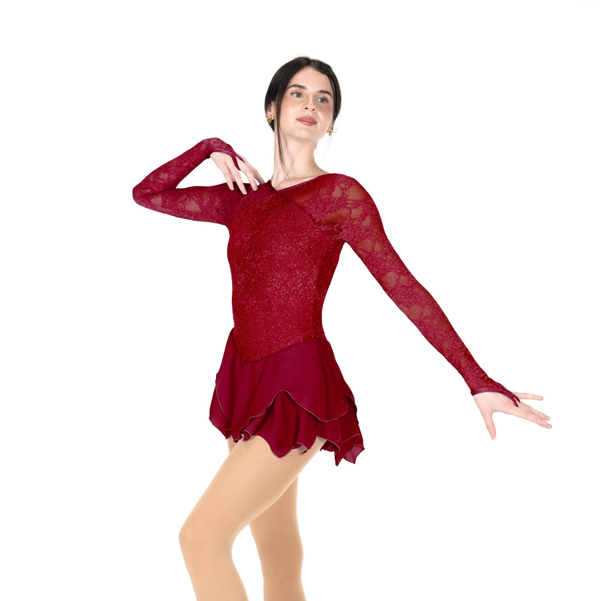 Jerry's Lady in Lace #597 Skating Dress - Wine Sparkle