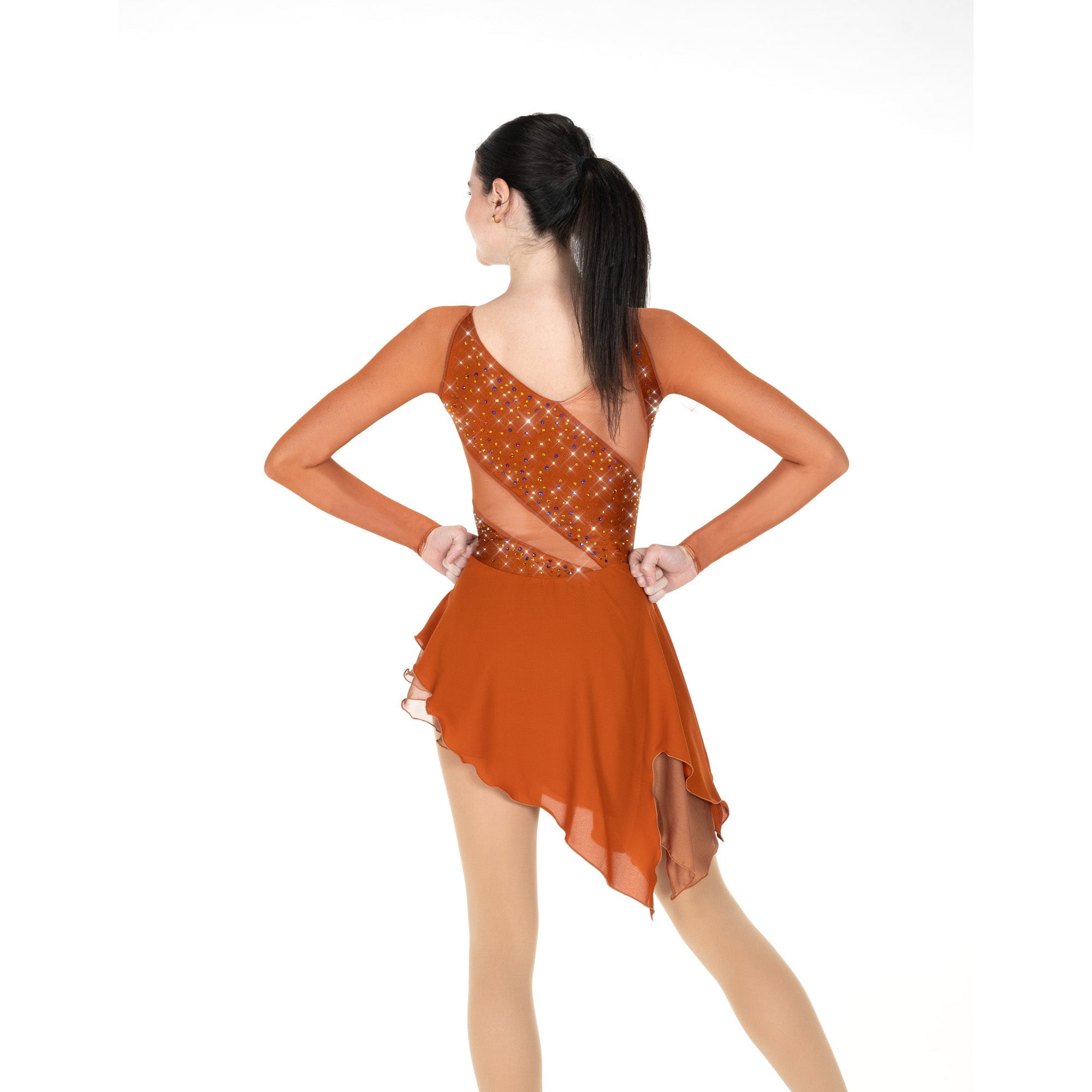 Aurora Ice Mesh & Magic Beaded Skating Dress - Pewter