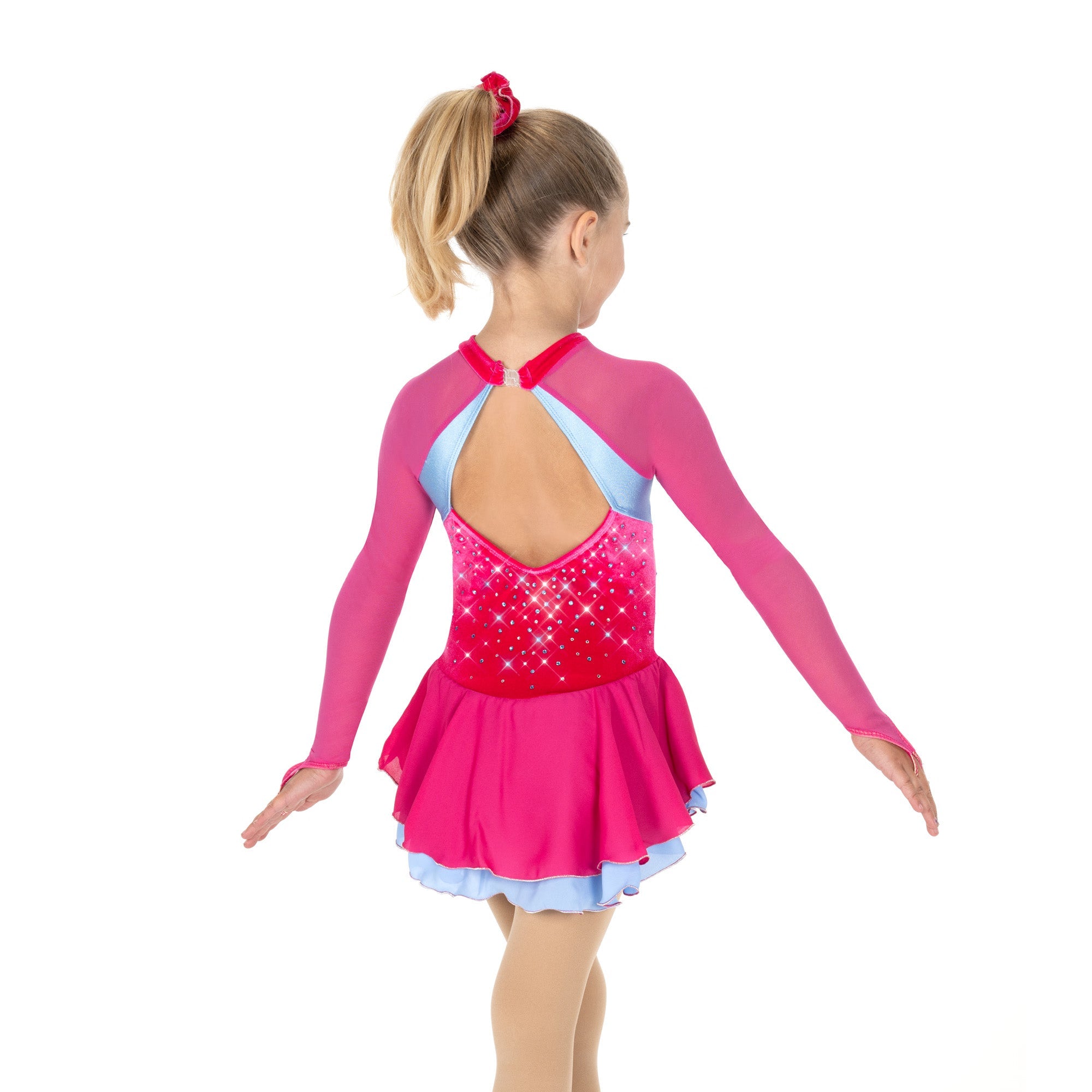 Aurora Ice Dazzle Duo Beaded Skating Dress - Pink/Blue