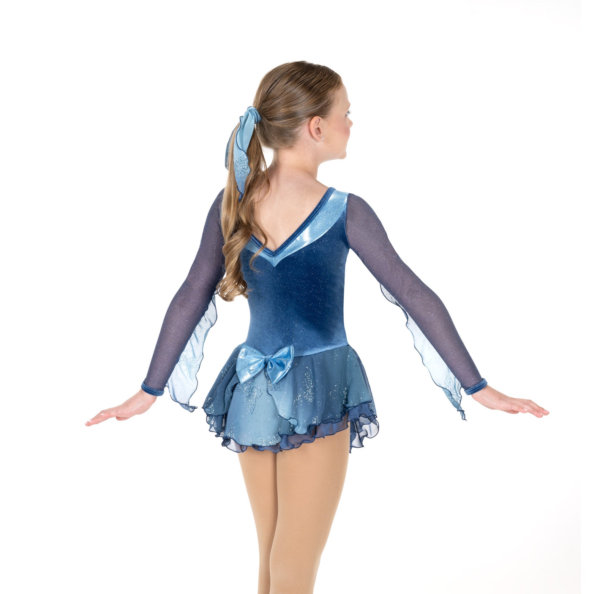 Aurora Ice Butterfly Blue Beaded Skating Dress