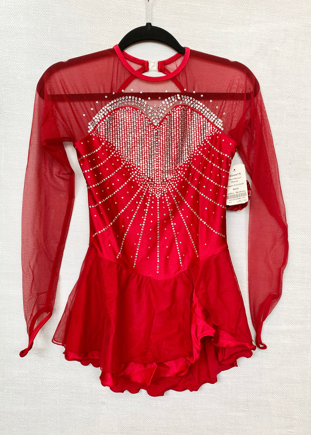 Solitaire Ready to Ship Sweetheart Super Beaded Skating Dress - Red