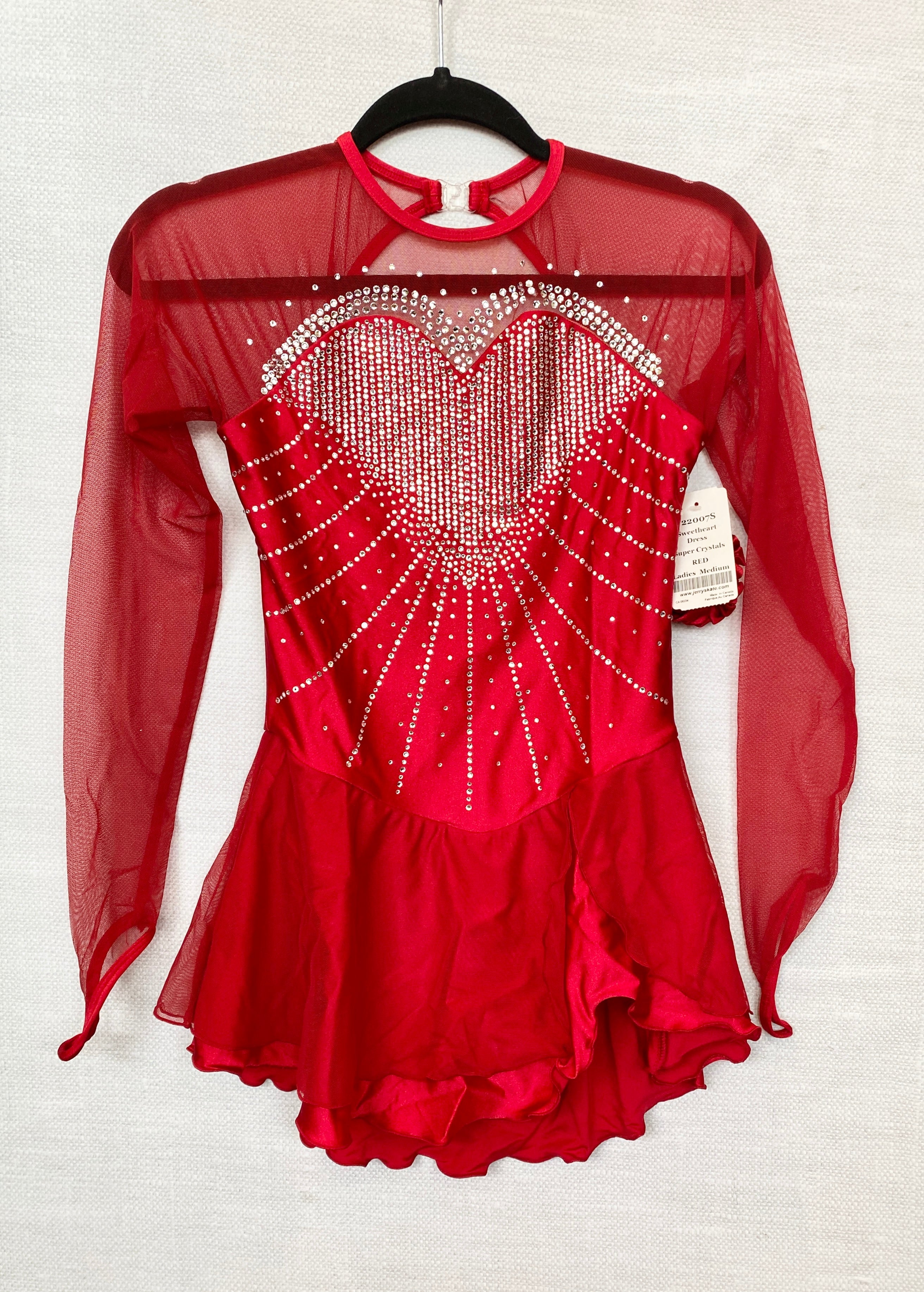 Solitaire Ready to Ship Sweetheart Super Beaded Skating Dress - Red