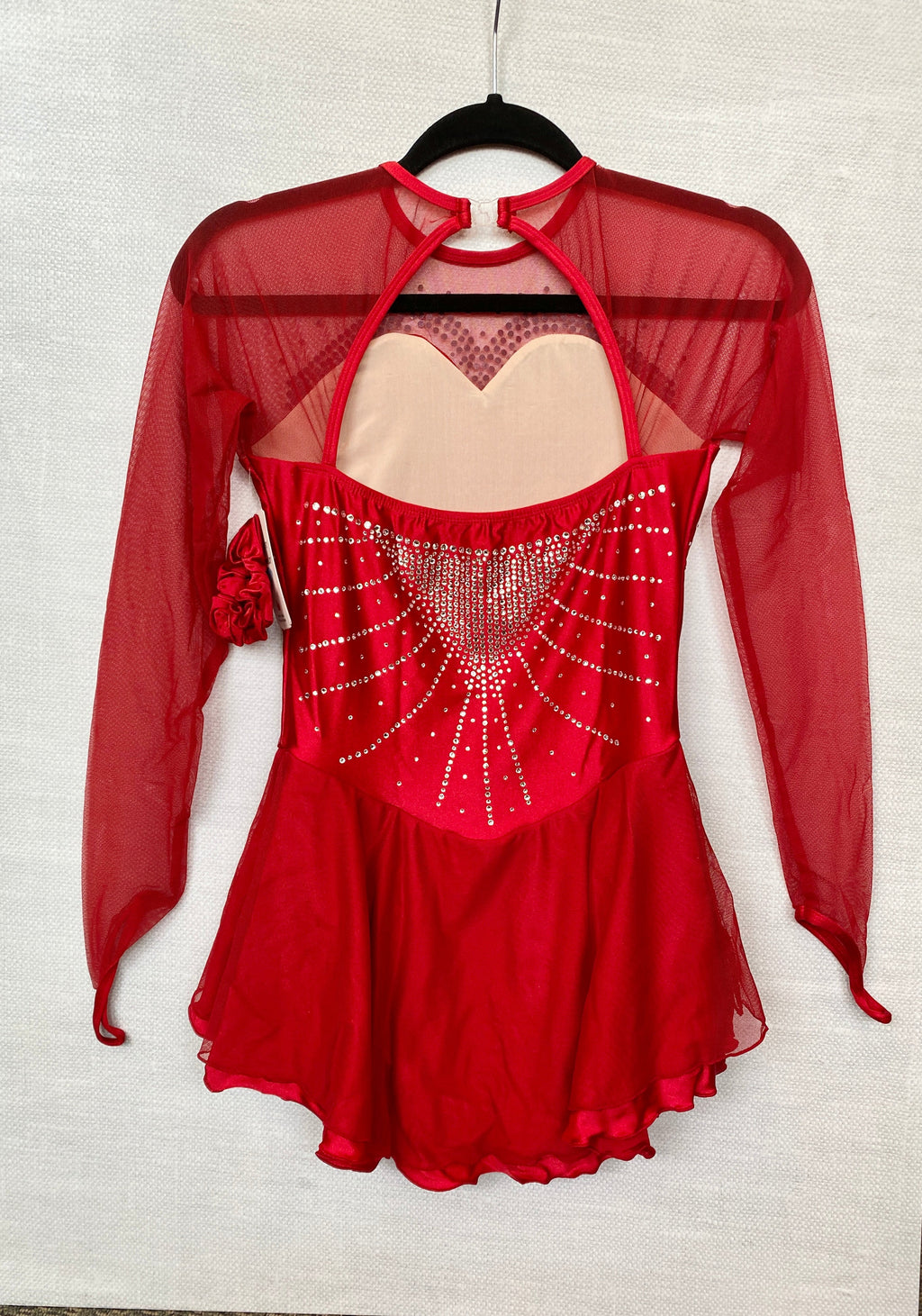 Solitaire Ready to Ship Sweetheart Super Beaded Skating Dress - Red