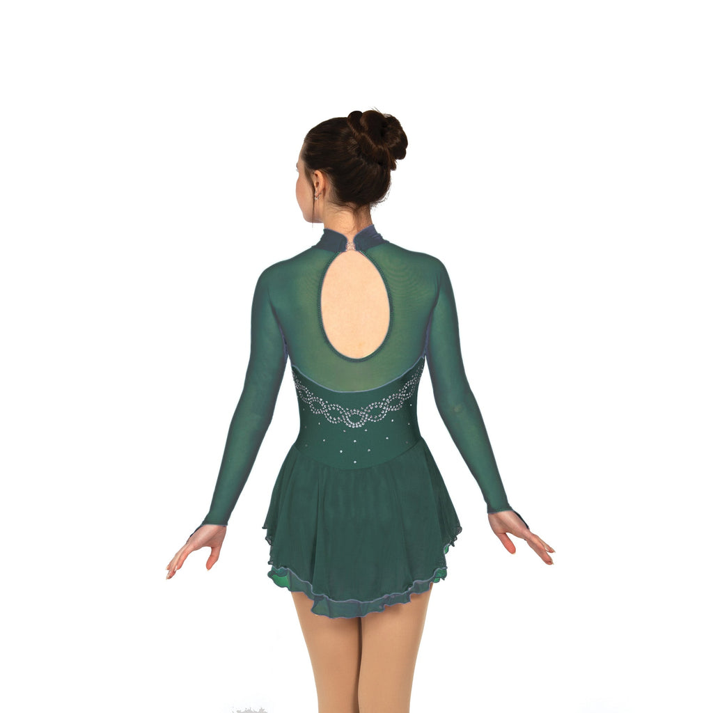 Solitaire Ready to Ship Classic High Neck Unbeaded Skating Dress - Hunter Green