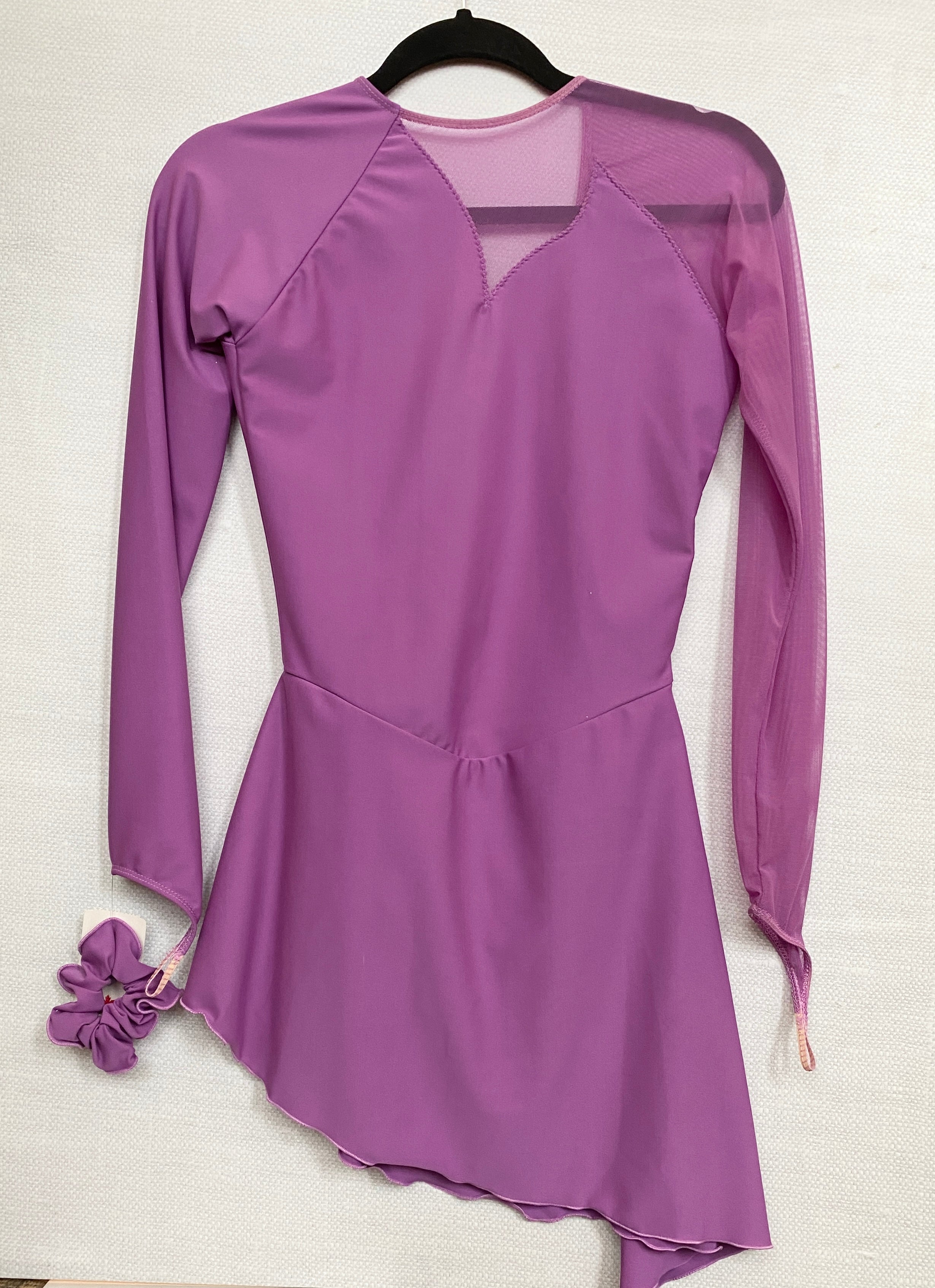 Solitaire Ready to Ship Asymmetrical Unbeaded Skating Dress - Mauve