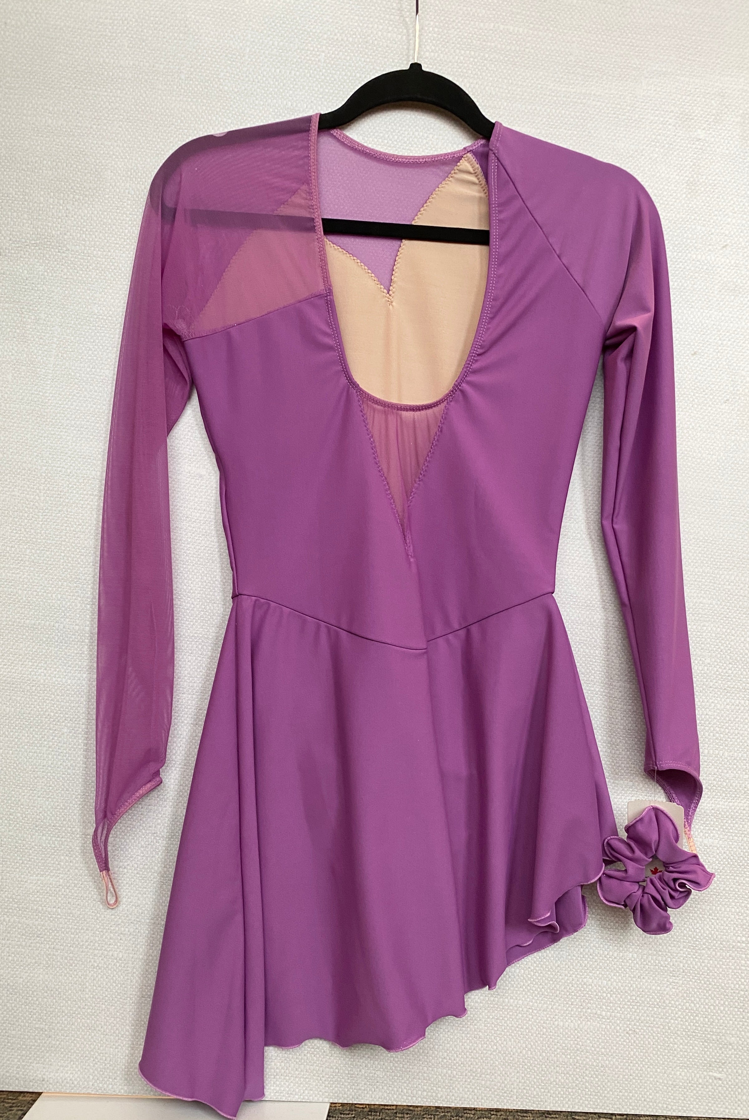 Solitaire Ready to Ship Asymmetrical Unbeaded Skating Dress - Mauve