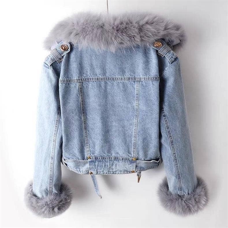 Ready to Ship Faux Fur Denim Jacket