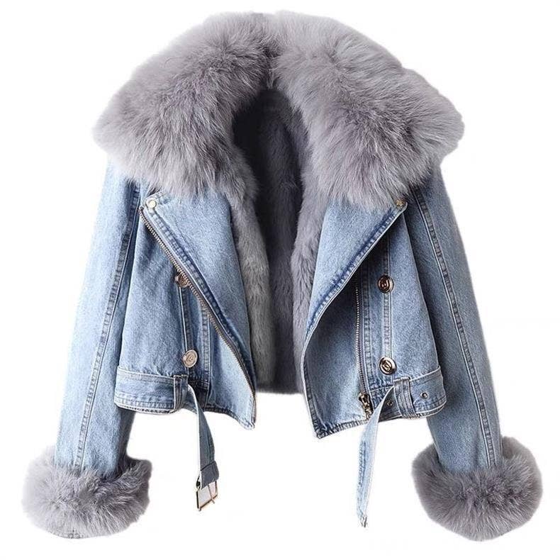Ready to Ship Faux Fur Denim Jacket