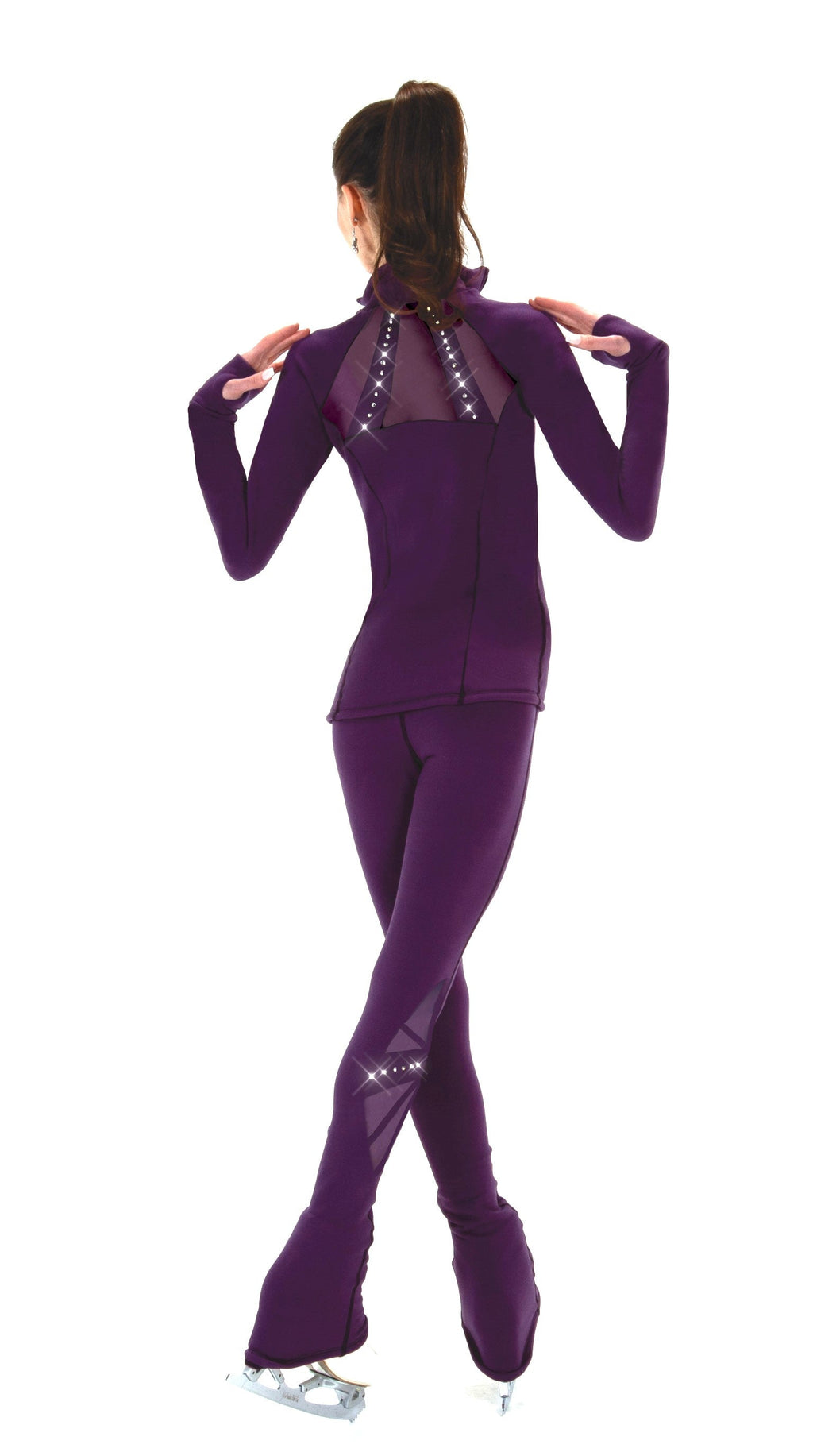 Solitaire Ready to Ship Supplex Mesh Inset Beaded Jacket - Aubergine